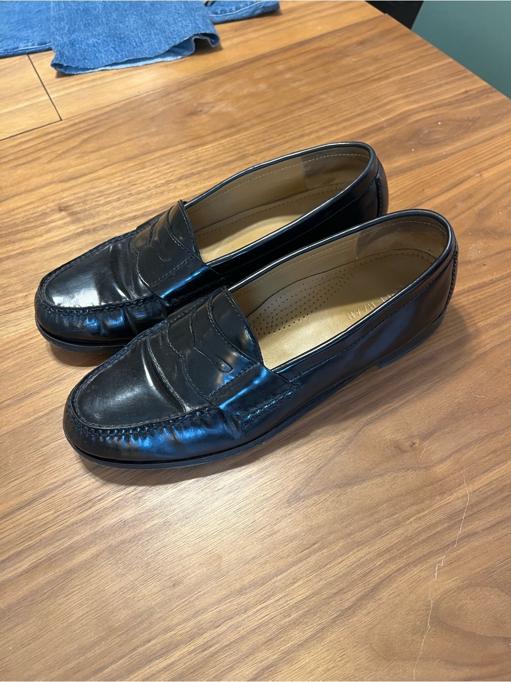 Classic cole haan Black Leather Penny Loafers for Men